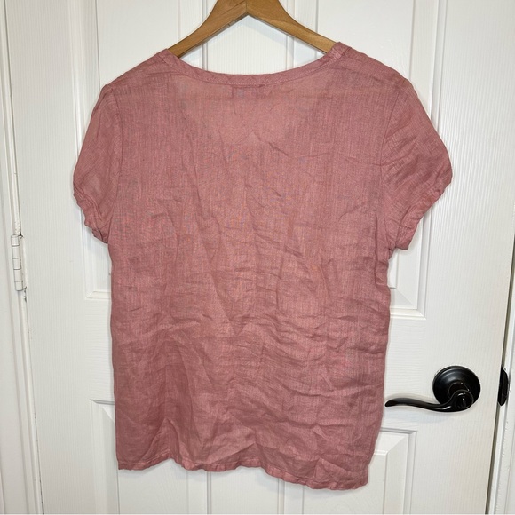 CP Shades Rose Pink 100% Linen Scoop Neck Boxy Blouse S Coastal Lagonlook Beach - Picture 3 of 5